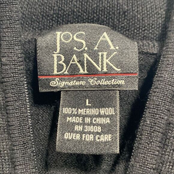 Jos A Bank Men's Traveler 1/4 Zip Merino Wool Pullover Sweater Black Size Large - Picture 11 of 13